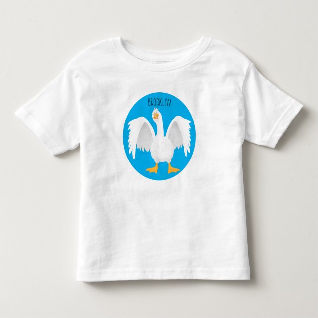 T-shirt Pour Les Tous Petits Drôle curieuse dessin animé d'oie domestique (Devant)