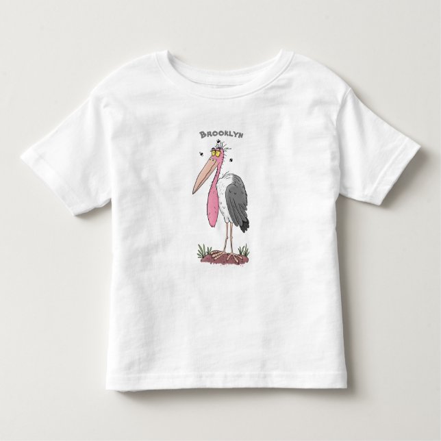 T-shirt Pour Les Tous Petits Drôle dessin animé de cigogne en marabou (Devant)