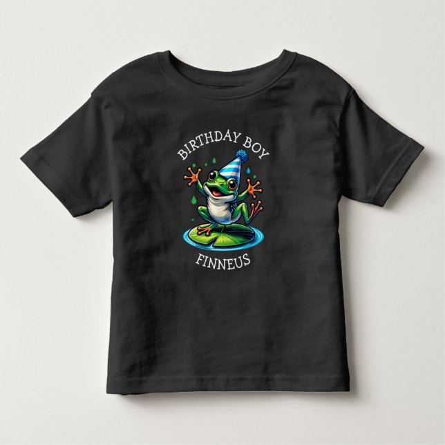 T-shirt Pour Les Tous Petits Drôle Grenouille à thème Anniversaire Garçon (Devant)