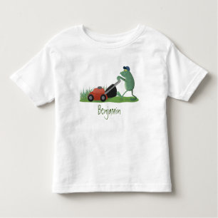 T-shirt Pour Les Tous Petits Drôle grenouille verte tondre la pelouse dessin