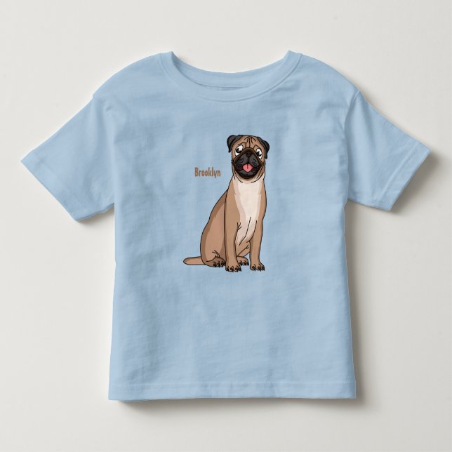 T-shirt Pour Les Tous Petits Drôle joyeux dessin animé de chien de carlin (Devant)