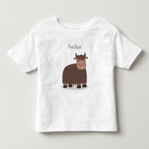 T-shirt Pour Les Tous Petits Drôle joyeux yak mangeant de l'herbe dessin d'illu