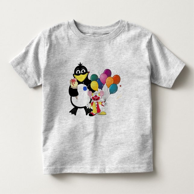 T-shirt Pour Les Tous Petits Drôle pingouin et dessin animé clown (Devant)