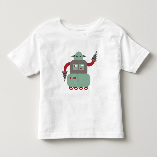 T-shirt Pour Les Tous Petits Drôle Robot Driller Retro (Devant)
