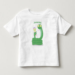 T-shirt Pour Les Tous Petits Drôle serpent vert avec caricature maraca