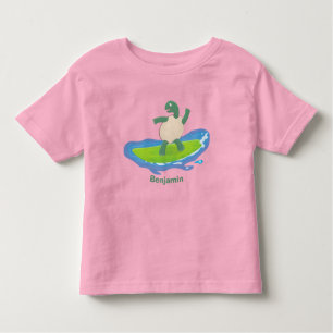 T-shirt Pour Les Tous Petits Drôle tortue vague de surf dessin animé