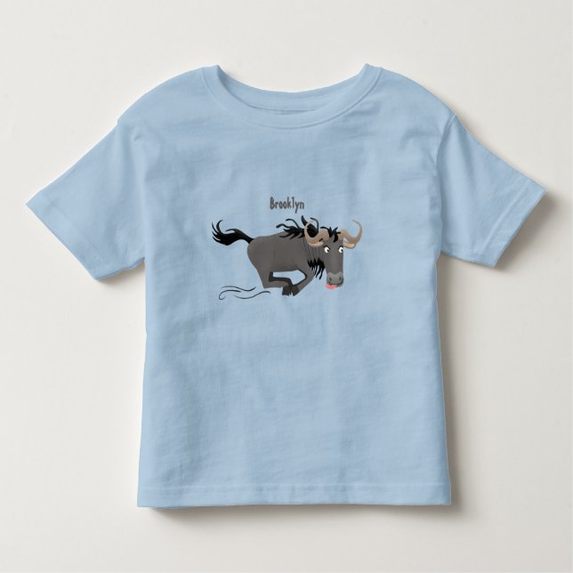 T-shirt Pour Les Tous Petits Drôle wildebeest tourner dessin animé illustration (Devant)