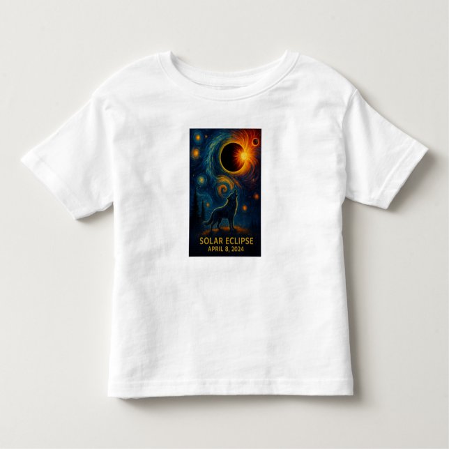 T-shirt Pour Les Tous Petits Éclipse solaire Loup Nuit étoilée Wildern (Devant)