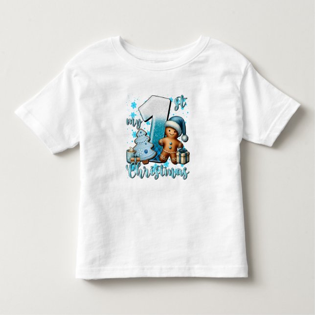 T-shirt Pour Les Tous Petits Elégante aquarelle de Noël neige (Devant)