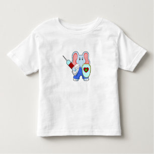 T-shirt Pour Les Tous Petits Eléphant à la vaccination avec seringue