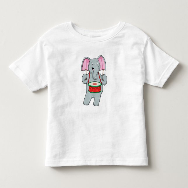 T-shirt Pour Les Tous Petits Elephant at Music with Drum (Devant)