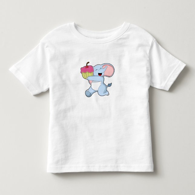 T-shirt Pour Les Tous Petits Eléphant au gâteau (Devant)