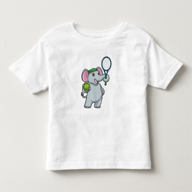T-shirt Pour Les Tous Petits Elephant au Tennis avec raquette de tennis (Devant)