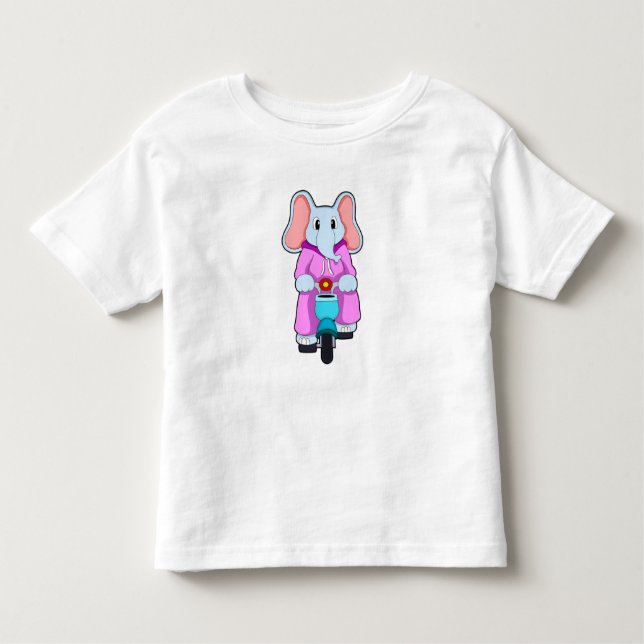 T-shirt Pour Les Tous Petits Éléphant avec bicyclette (Devant)