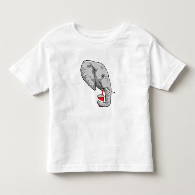 T-shirt Pour Les Tous Petits Eléphant avec boisson (Devant)