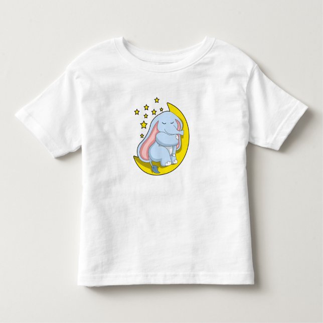 T-shirt Pour Les Tous Petits Eléphant avec lune et étoiles (Devant)