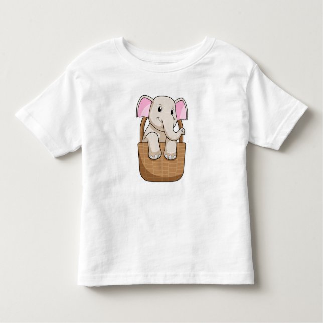 T-shirt Pour Les Tous Petits Eléphant avec panier (Devant)