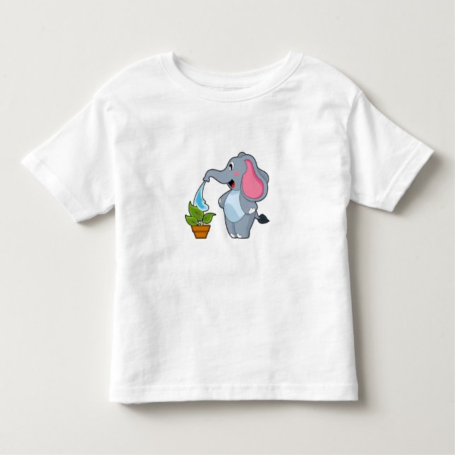 T-shirt Pour Les Tous Petits Eléphant avec Plante (Devant)