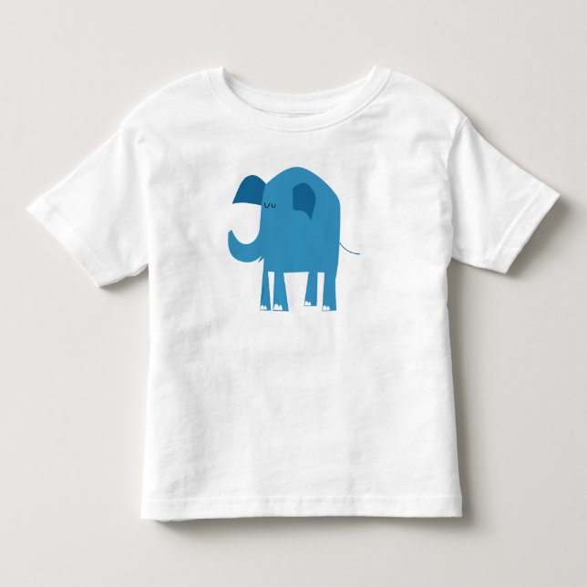 T-shirt Pour Les Tous Petits éléphant, bleu, heureux (Devant)