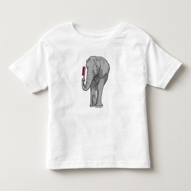 T-shirt Pour Les Tous Petits Elephant comme coiffeur avec peigne (Devant)
