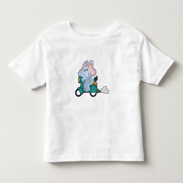 T-shirt Pour Les Tous Petits Elephant comme vélo avec scooter (Devant)