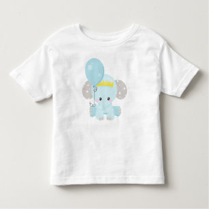 T-shirt Pour Les Tous Petits Eléphant, Eléphant Avec Ballons, Couronne, Étoiles