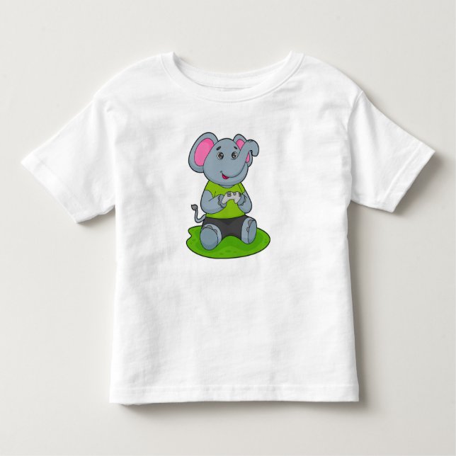 T-shirt Pour Les Tous Petits Eléphant en Gamer (Devant)