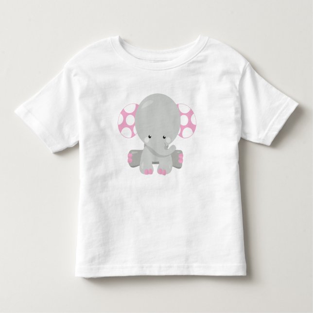 T-shirt Pour Les Tous Petits Eléphant mignon, petit éléphant - gris rose (Devant)