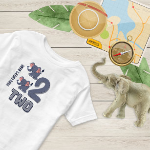 T-shirt Pour Les Tous Petits Elephant Numéro Deux mignon Personnalisé