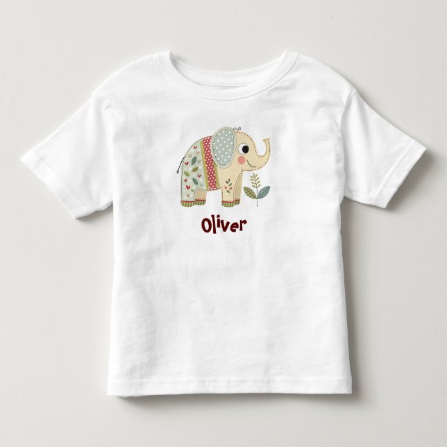 T-shirt Pour Les Tous Petits Éléphant Patchwork Mignon (Devant)