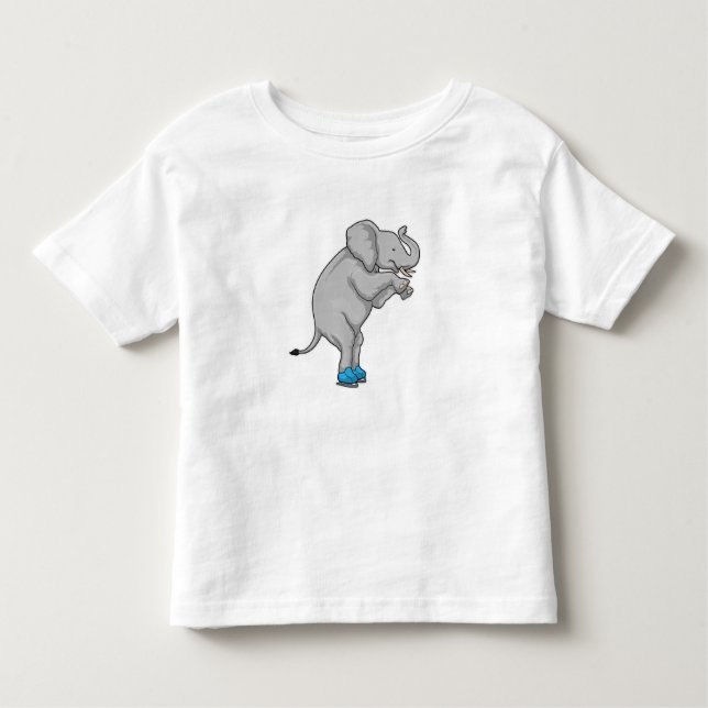 T-shirt Pour Les Tous Petits Elephant Patinage sur glace Patins sur glace (Devant)