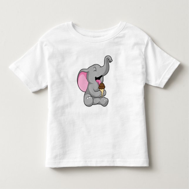 T-shirt Pour Les Tous Petits Elephant with chocolate gaufre ice cream (Devant)
