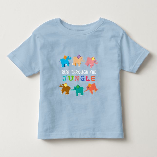 T-shirt Pour Les Tous Petits Eléphants de la Jungle mignonne (Devant)