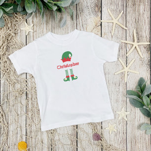 T-shirt Pour Les Tous Petits Elf de Noël personnalisé rouge vert mignon