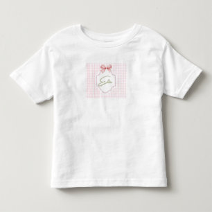 T-shirt Pour Les Tous Petits Ellie Nœud Rose Personnalisé & Imprimé Gingham
