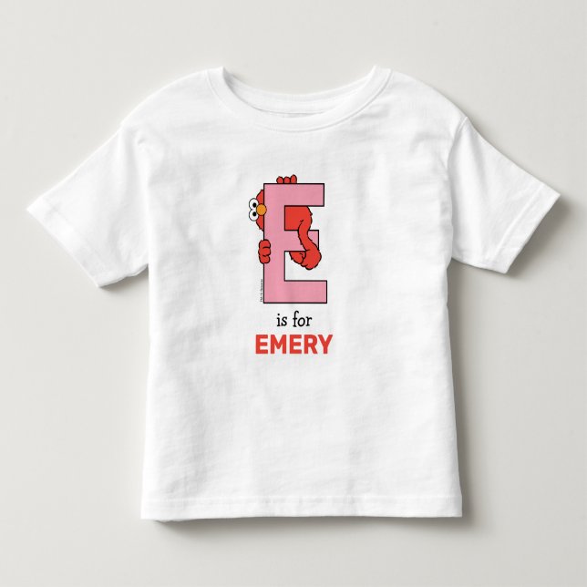 T-shirt Pour Les Tous Petits Elmo Alphabet | E Rose (Devant)