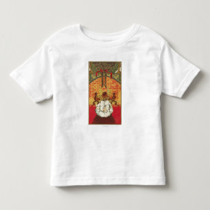 T-shirt Pour Les Tous Petits Enfant devant la cheminée