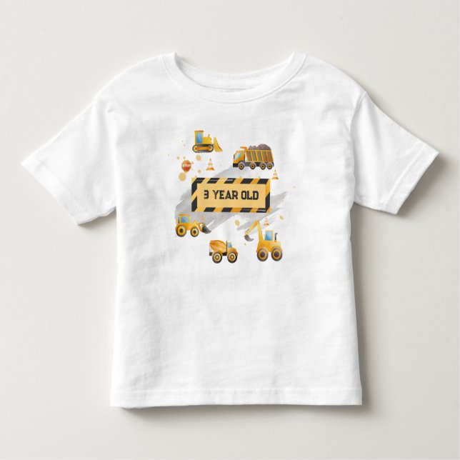 T-shirt Pour Les Tous Petits Enfants construction mignonne Anniversaire (Devant)