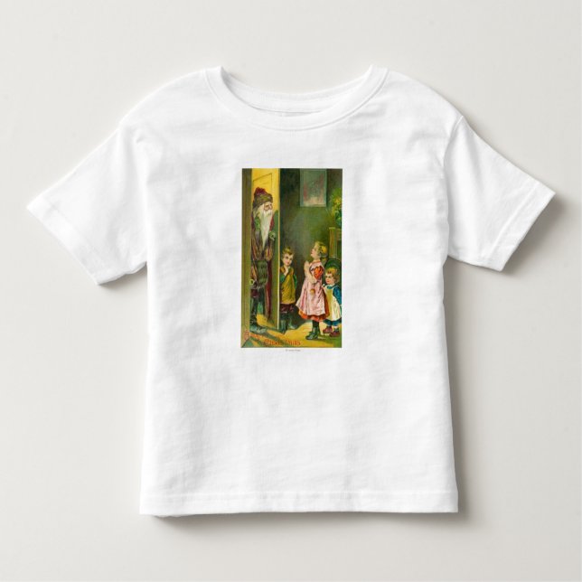 T-shirt Pour Les Tous Petits Enfants de Noël heureux laissant Père Noël dedans (Devant)