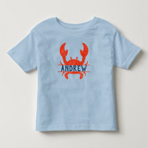 T-shirt Pour Les Tous Petits Enfants Garçons Aquarelle Crabe Nom du fractionnem