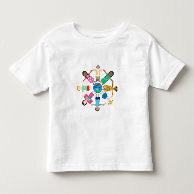 T-shirt Pour Les Tous Petits Enfants - l'amour fait de ce monde une famille (Devant)