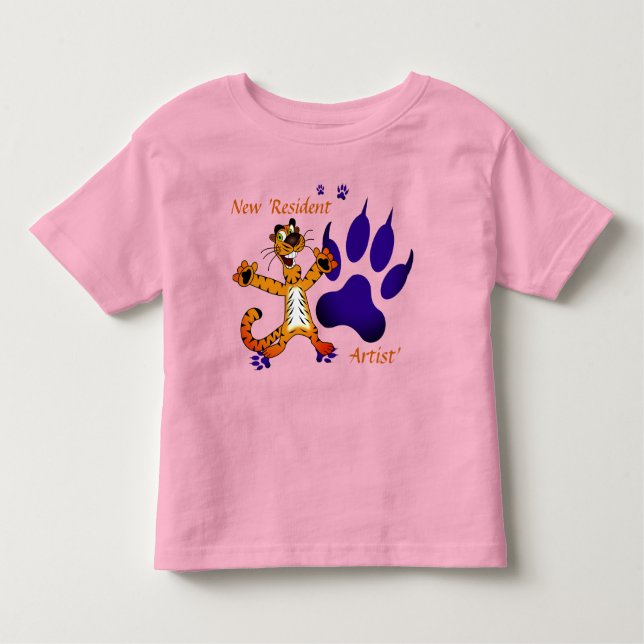 T-shirt Pour Les Tous Petits Enfants Pistes de Tigre Artistiques (Devant)