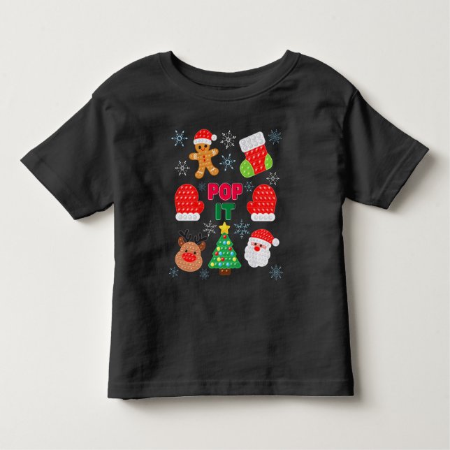 T-shirt Pour Les Tous Petits Enfants Pop It Noël Bulle Père Noël Renne  (Devant)