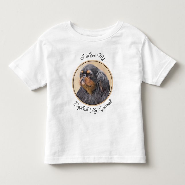 T-shirt Pour Les Tous Petits English Toy Spaniel Peinture Animal Art original (Devant)