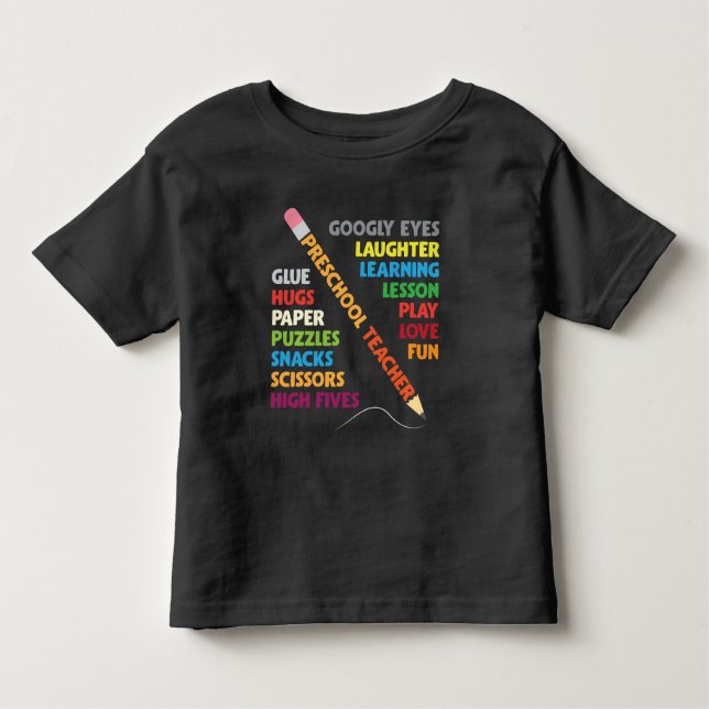 T-shirt Pour Les Tous Petits Enseignant préscolaire Classe Éducateur Pencil (Devant)