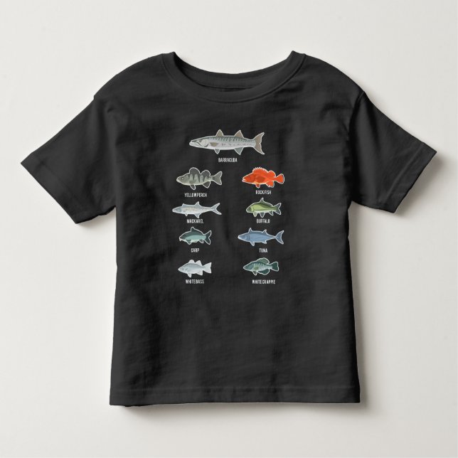 T-shirt Pour Les Tous Petits Espèces de poissons d'eau douce Pêcheur (Devant)