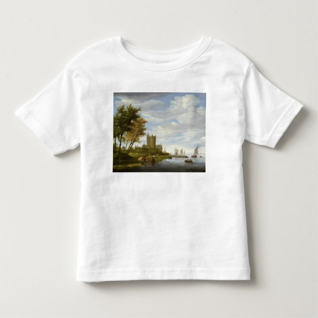T-shirt Pour Les Tous Petits Estuaire de rivière avec un château (Devant)