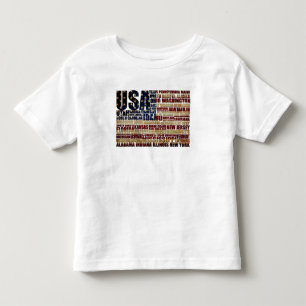 T-shirt Pour Les Tous Petits États-Unis et leurs États fédéraux en étoiles et r