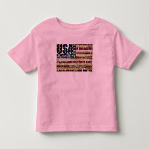 T-shirt Pour Les Tous Petits États-Unis et leurs États fédéraux en étoiles et r