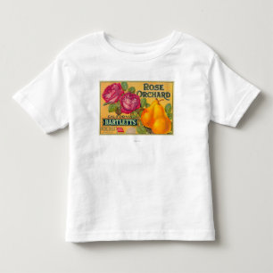 T-shirt Pour Les Tous Petits Étiquette rose de caisse de poire de verger